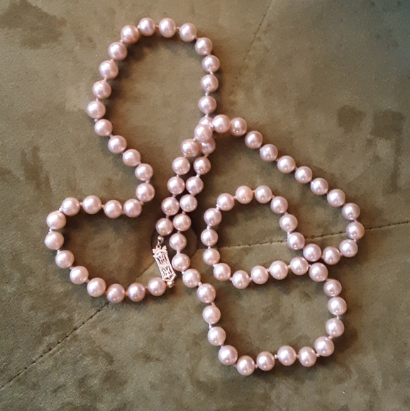 Vintage Faux Pearls Gold Clasp 30" - Picture 4 of 6